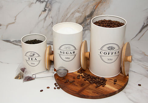 Storage containers for tea, coffee, sugar