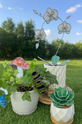 Stained Glass Plant Decor