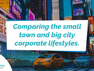 Comparing the small town and big city corporate lifestyles.