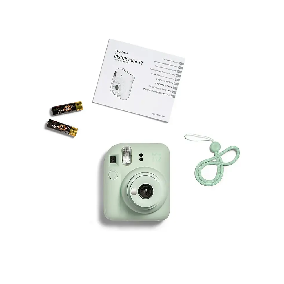 Miniatura: Kit Câmera Instax Mini 12 com pack 10 fotos Mermaid Tail e Bolsa Verde