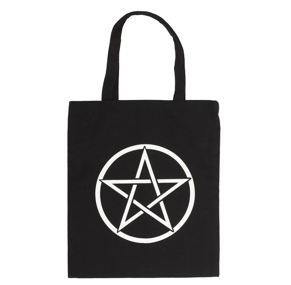 Black gothic pentagram tote