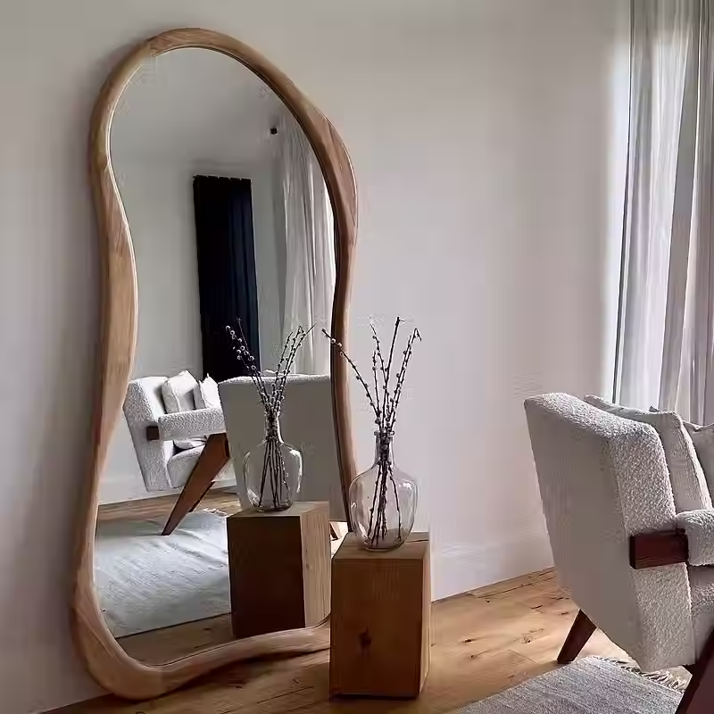 Thumbnail: Teak wood floor mirror Gianna