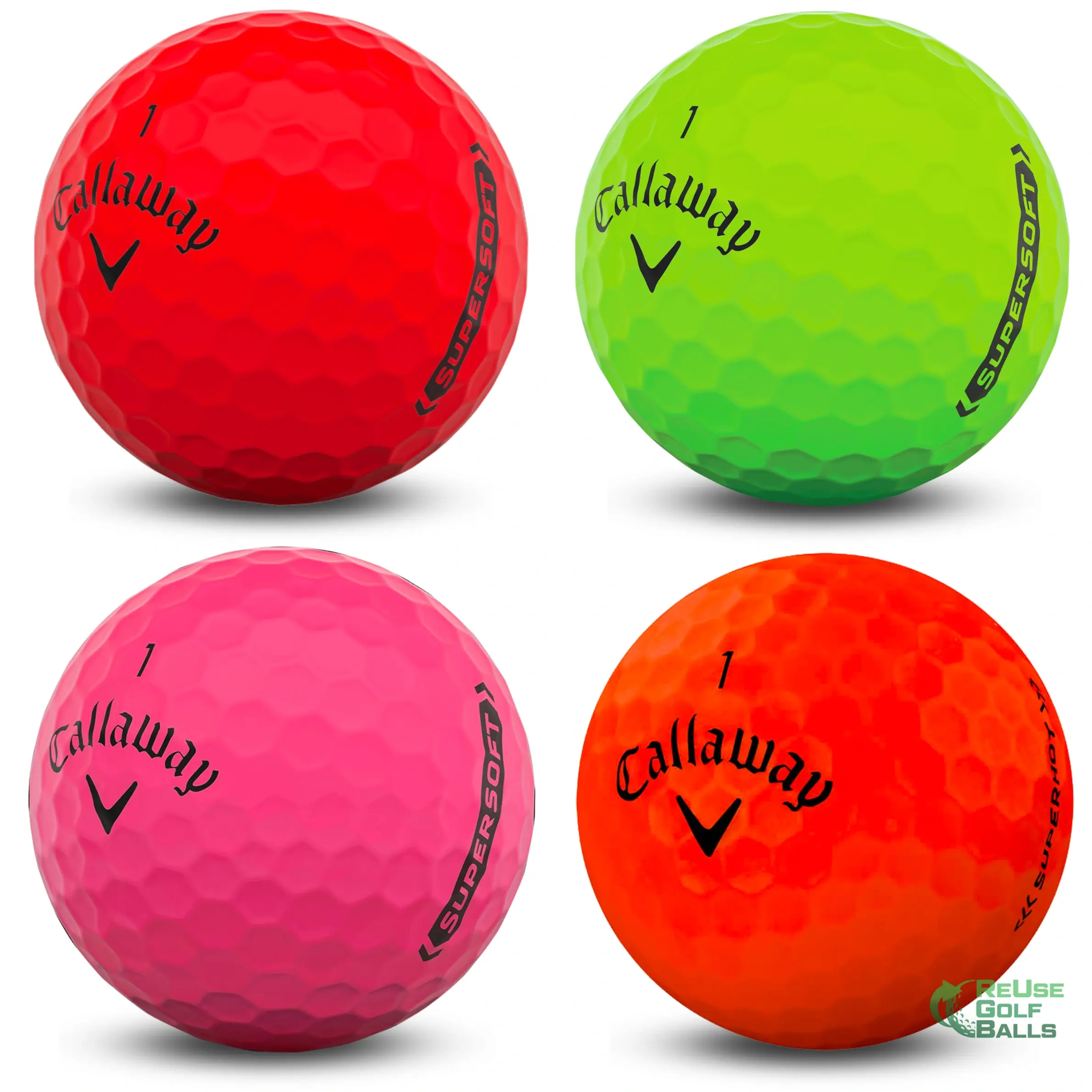 Used coloured matte finish Callaway Supersoft golf balls – colourful soft feel