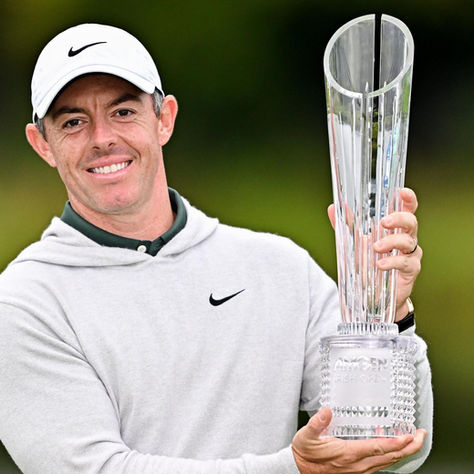 Rory McIlroy celebrates with the Irish Open trophy after dramatic playoff victory