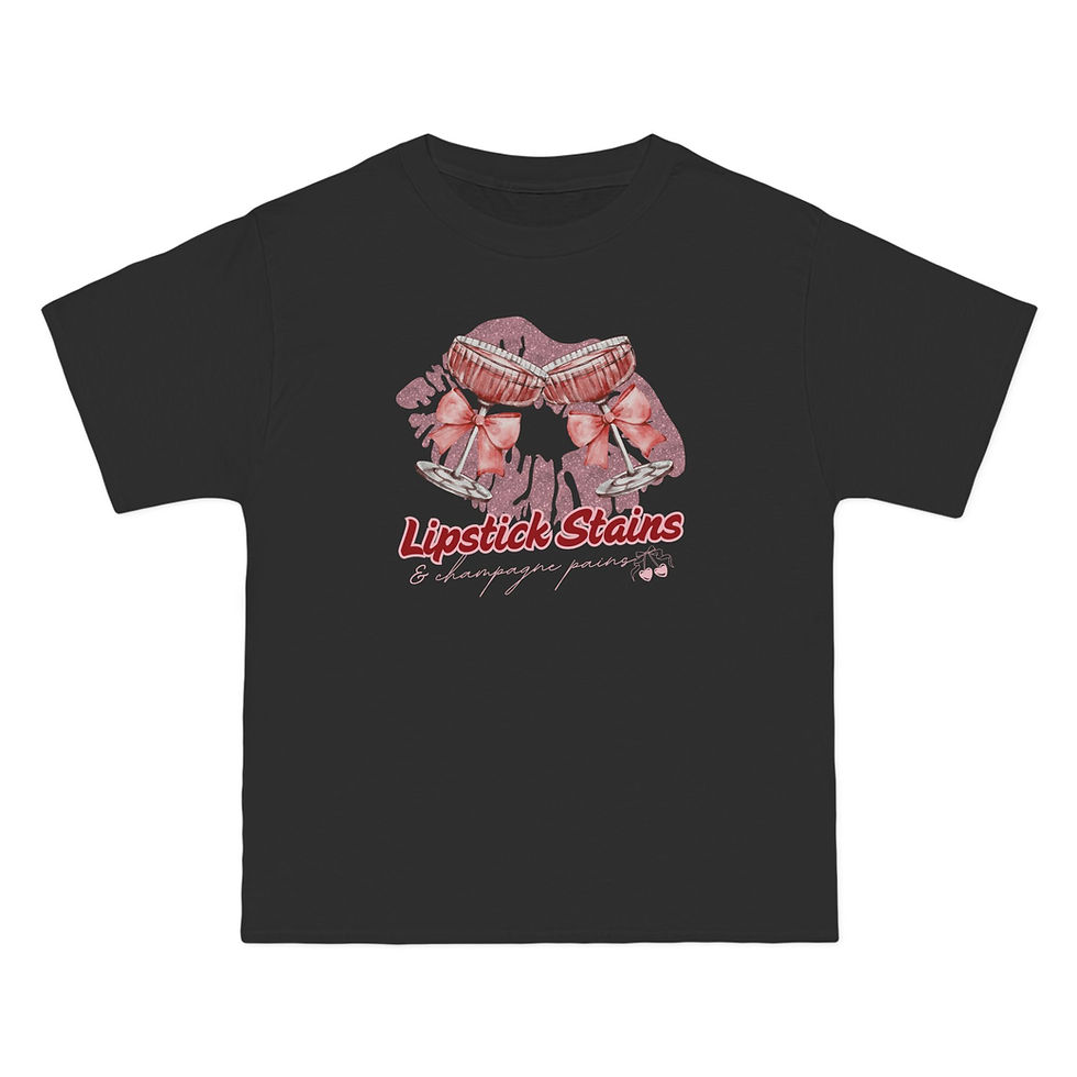 Thumbnail: Lipstick Stains & Champagne Pains T-Shirt — Relaxed Fit (Mens - Oversize Women)