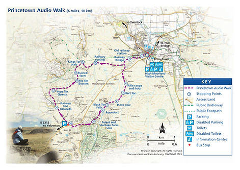 Princetown Audio Walk map: 16 miles, 10km route