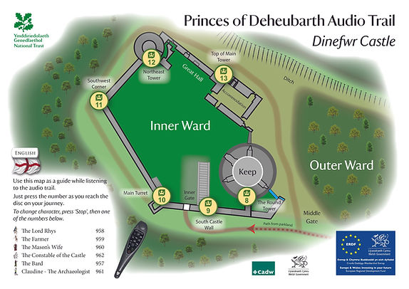 Dinefwr Castle map: Princesses of Deheubarth Audio Trail