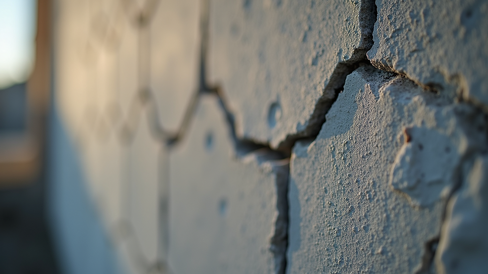 close-up view of a crack in a foundation wall