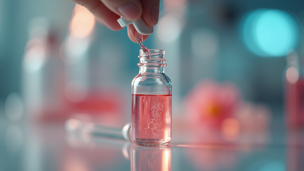 Close-up view of a vial containing peptide solution