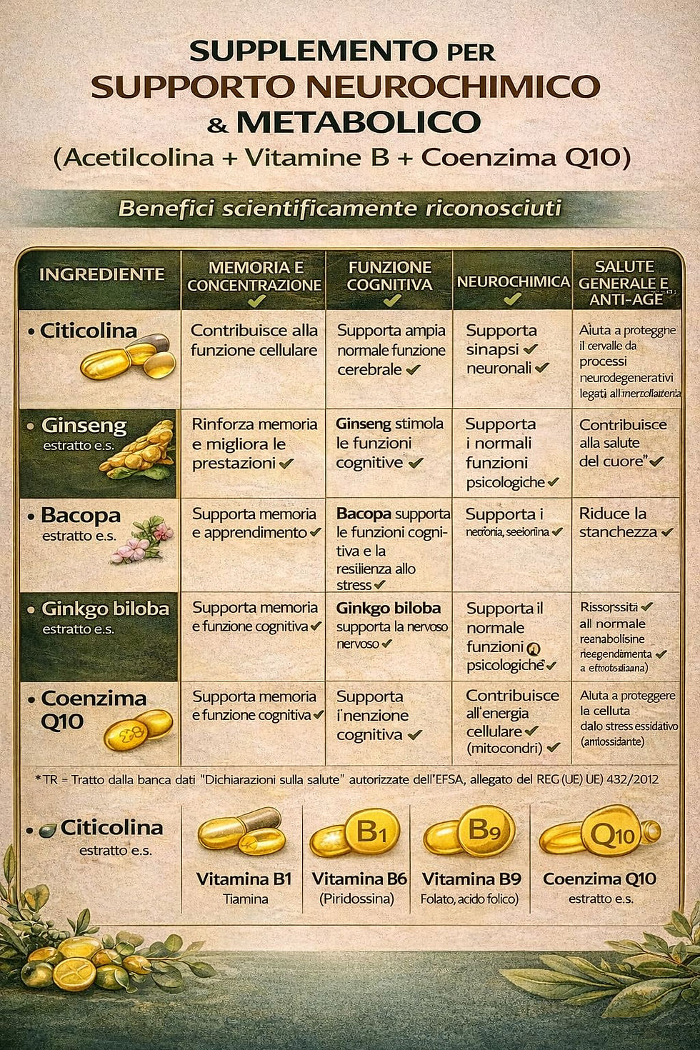Miniatura: NZT Mente Super Attiva - ingredienti Ginkgo, Bacopa, Ginseng, Citicolina, Q10, Omega 3