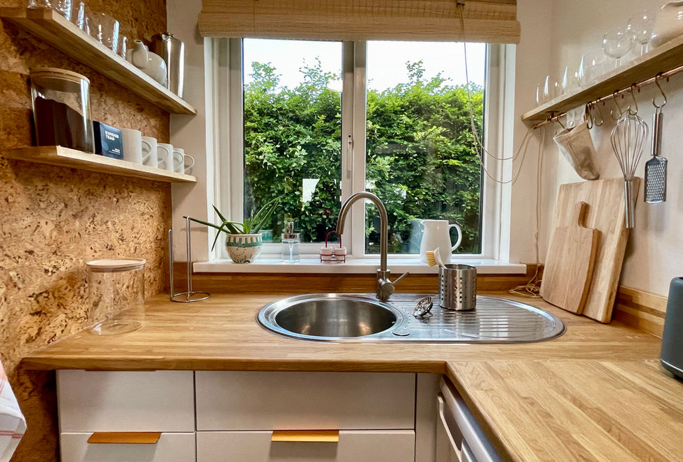 Kitchen stocked with local teas and coffee