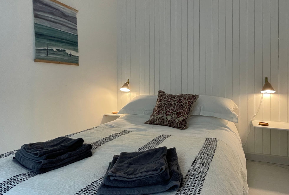 double bedroom with luxurious french linen bedding