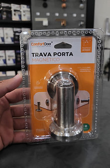 Trava Porta Magnético Dual Escovado 