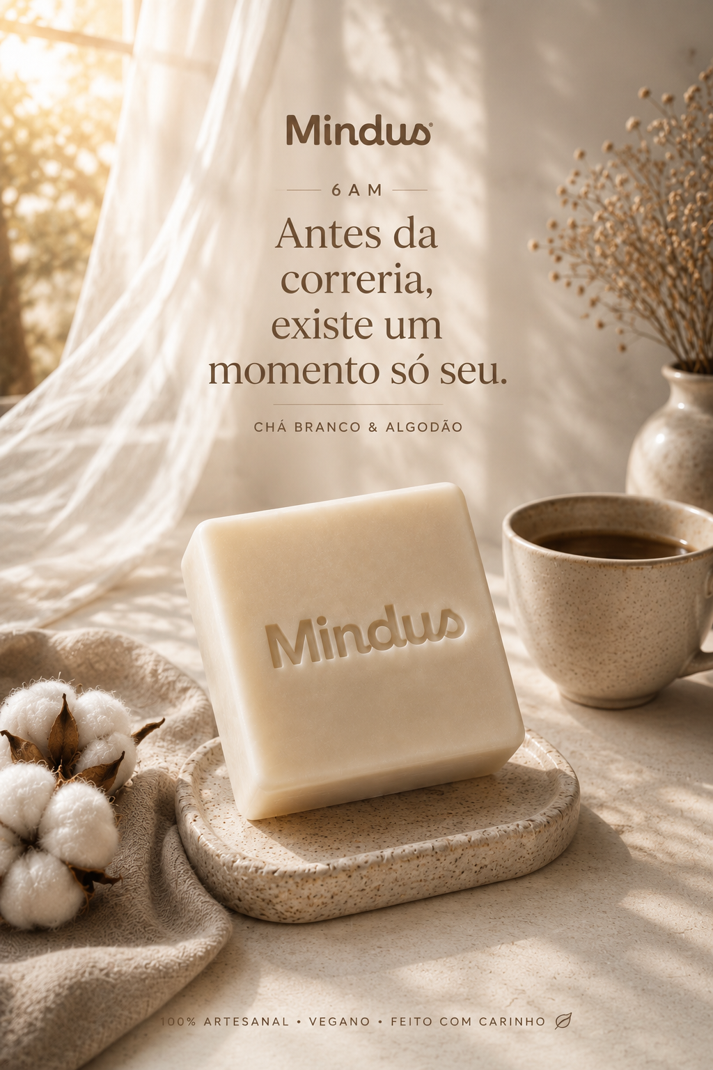 Sabonete Artesanal 6AM – Chá Branco & Algodão | 100g