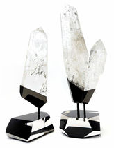 Quartz point on faceted acrylic