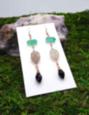 green onyx, chalcedony and spinel earrings