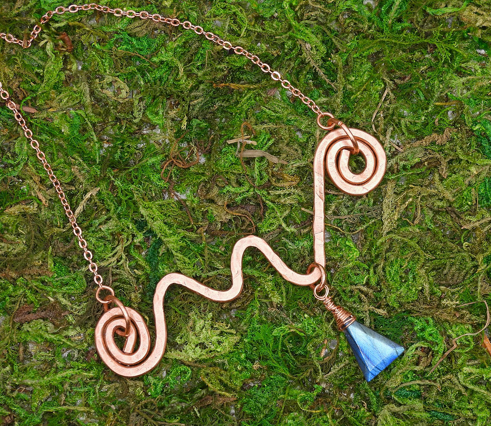 Thumbnail: Copper necklace with labradorite on moss