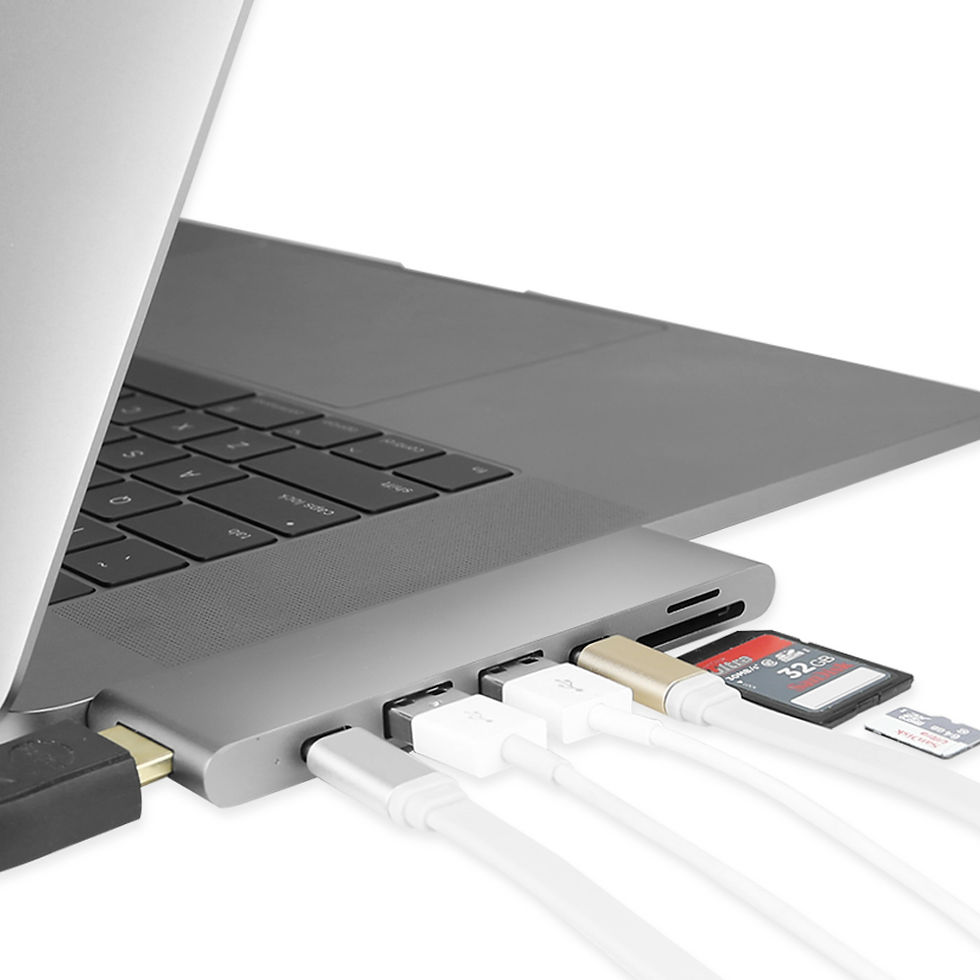 Thumbnail: Aluminum 7in1 USB-C Hub Adapter (HDMI+Charging+Thunderbolt+USB 3.0+Card Reader)