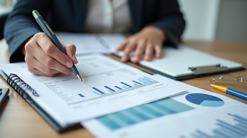 Close-up of a budget planner with financial documents