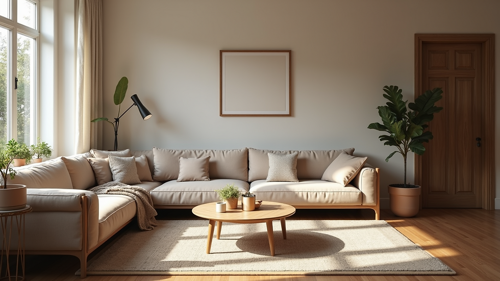 Wide angle view of a cozy living room setup