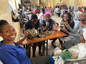 KIMSSEA vocational training participants from urban slums and informal settlements near Nairobi creating reusable cloth diapers as part of their vocational and entrepreneurship training.