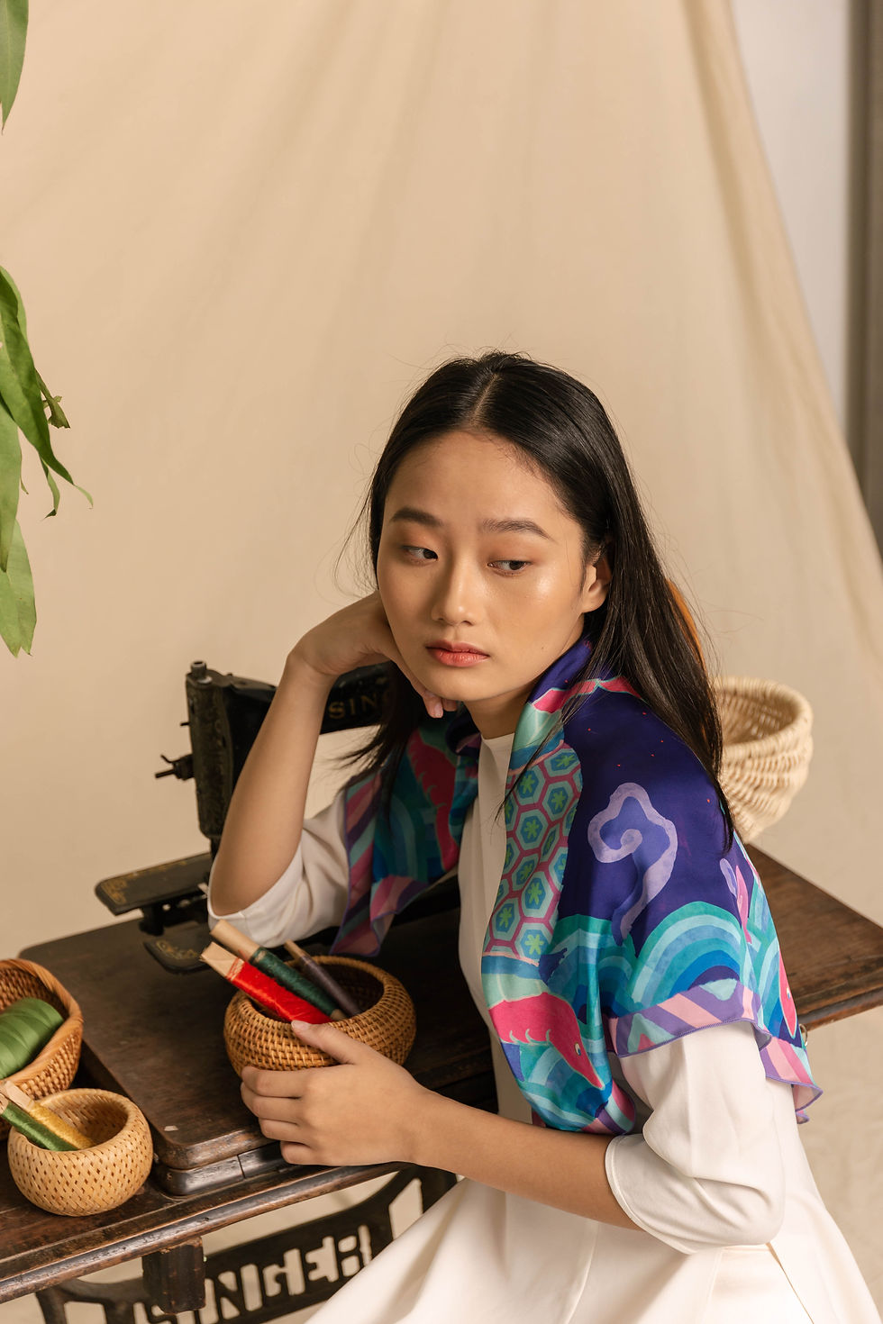 Hình thu nhỏ: Khăn hoạ tiết Linh Quy