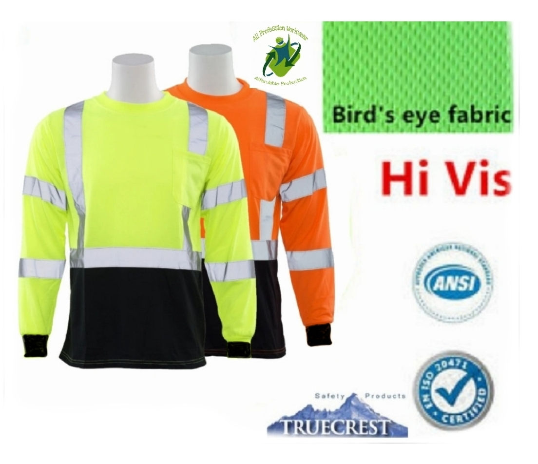 Hi Vis Orange and Green Black Bottom Long Sleeve Safety Shirt - Type R - Class 3