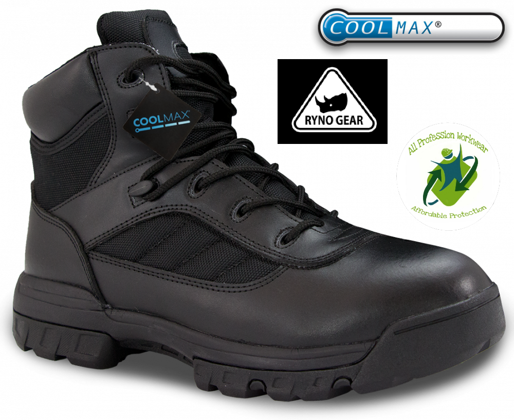 6" COOLMAX RYNO GEAR® TACTICAL COMBAT SIDE ZIP BOOTS (BLACK)