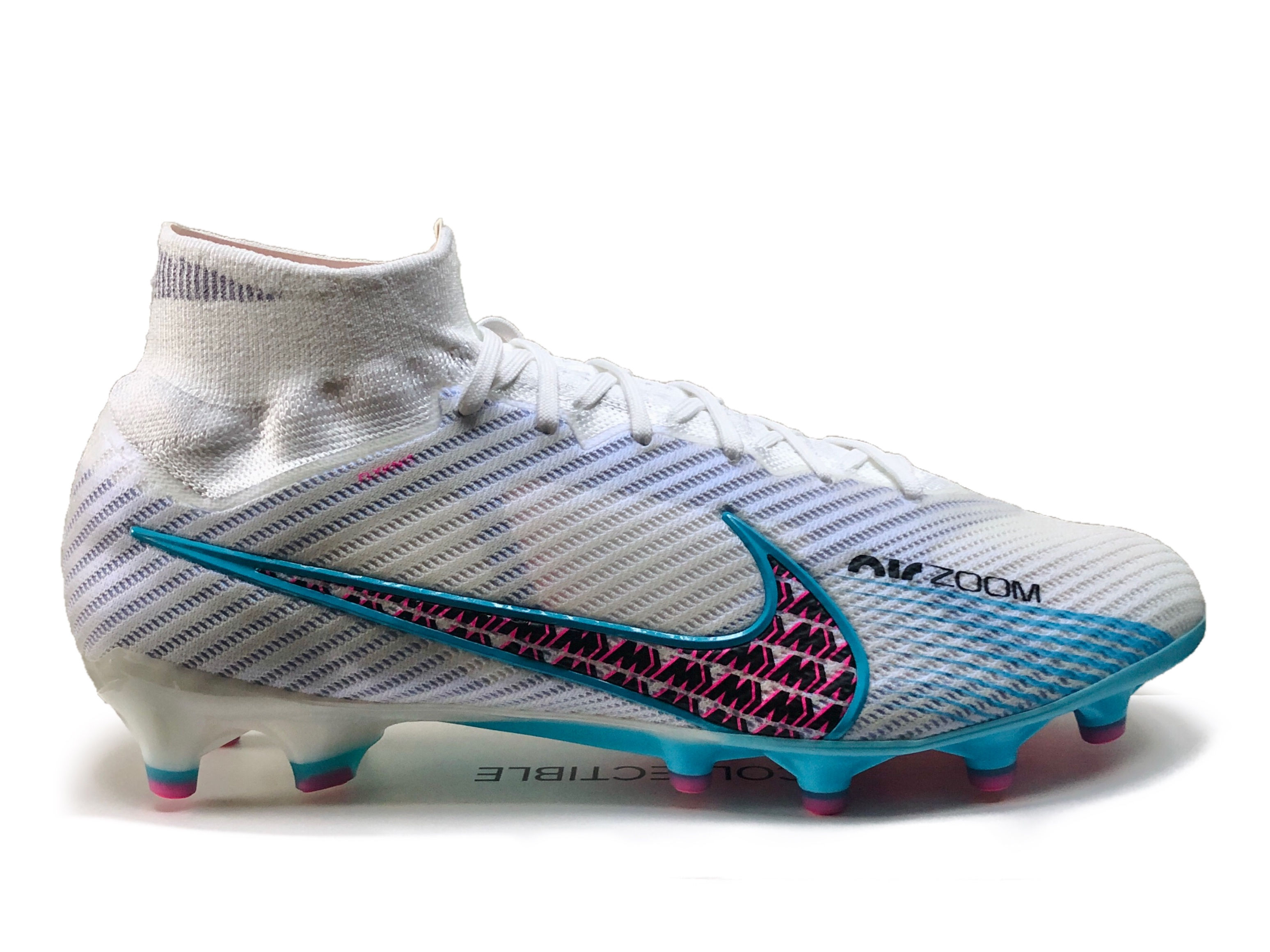 Nike Air Zoom Mercurial Superfly 9 Elite Blast Pack - White / Blue / Pink AG