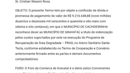 Prefeitura de Cachoeirinha tem dívida com a Prefeitura de Gravataí