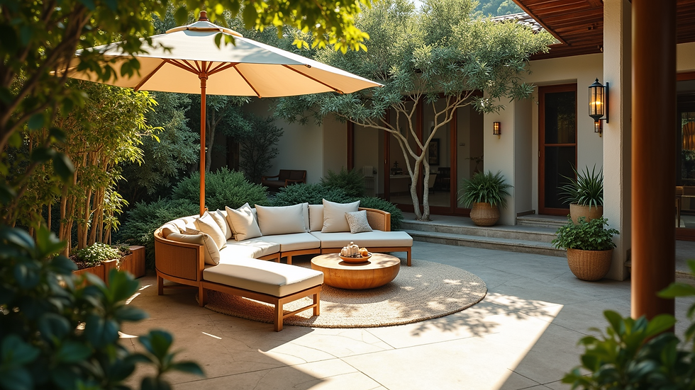 High angle view of a beautiful outdoor sitting area