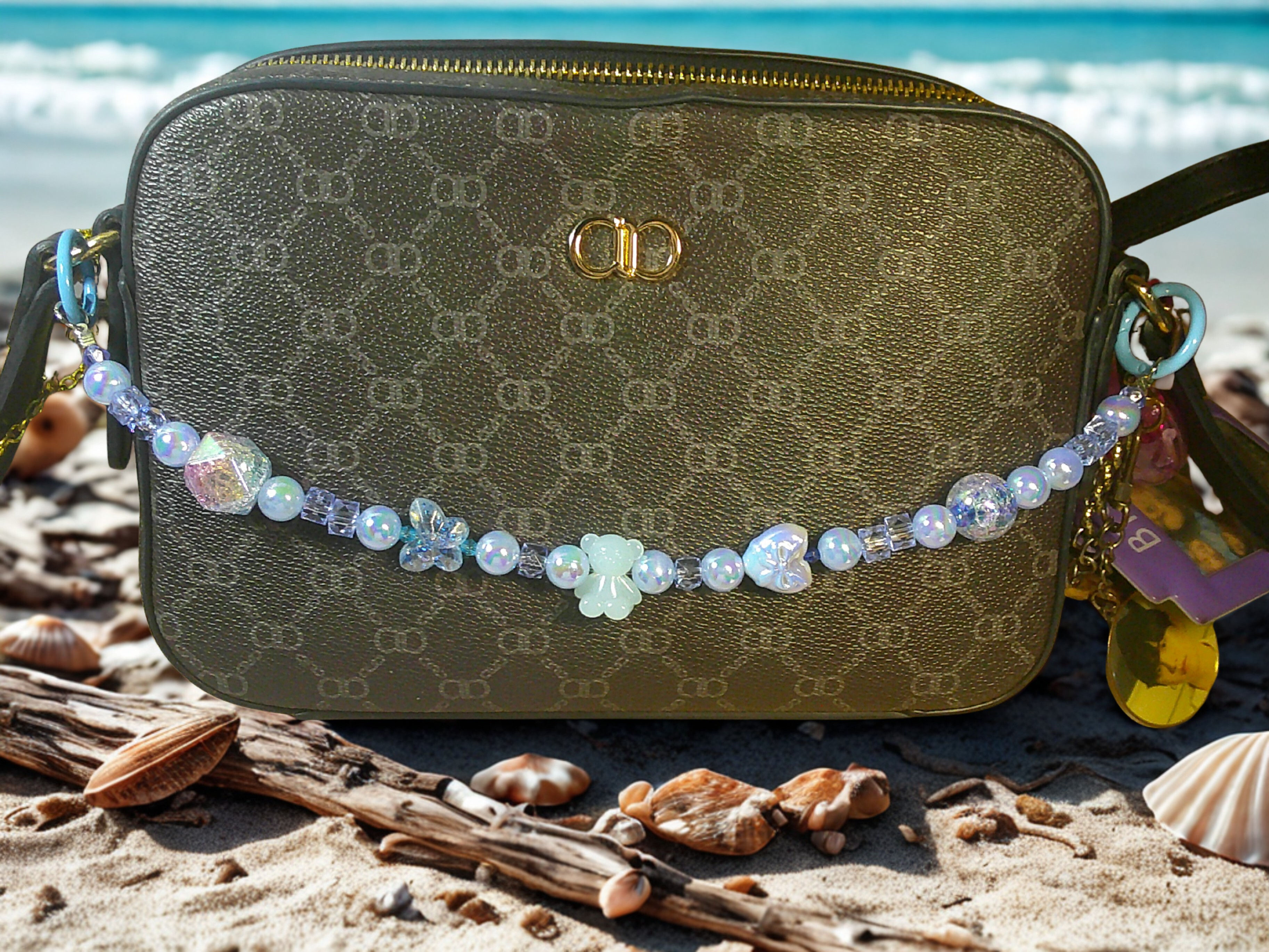 BLUE BEAR LONG BAG CHARM