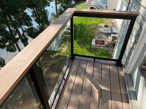 Tigerwood Drink Rail River Front Deck by Green Shield Deck Builders