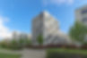 Cityscape-of-a-modern-residential-area-with-apartment-buildings,-new-green-urban-landscape