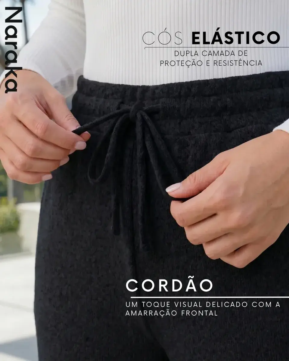 Miniatura: Calça Pantalona Feminina Lanzinha Cintura Alta Com Bolso