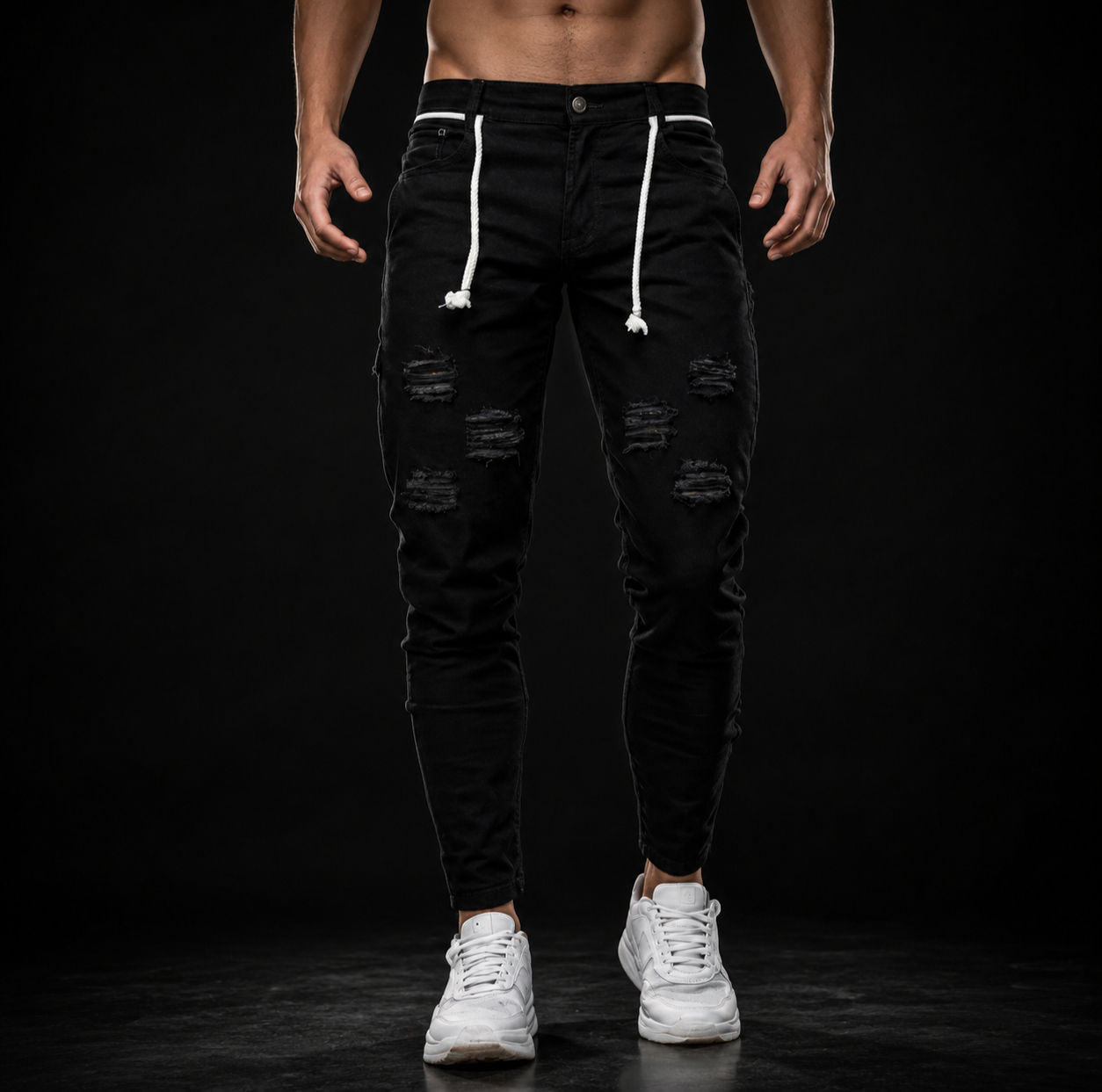 Calça Masculina Jeans Rasgada Skinny Tecido Qualidade Lycra