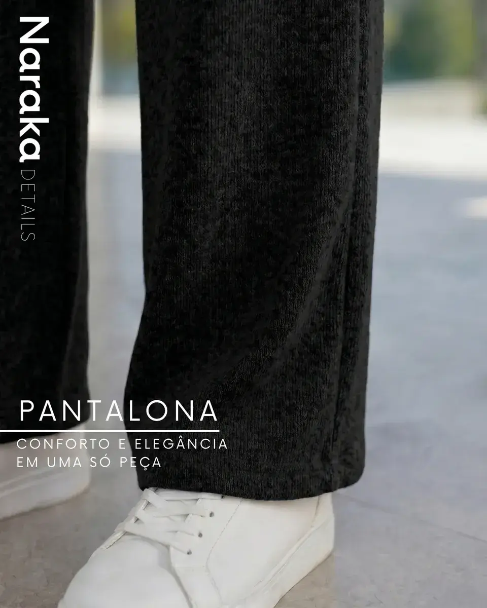 Miniatura: Calça Pantalona Feminina Lanzinha Cintura Alta Com Bolso