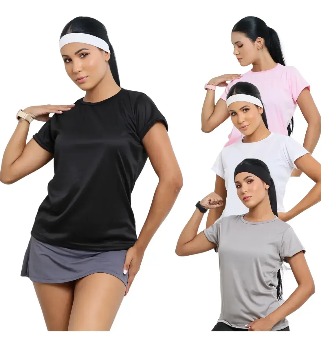 Kit 4 Camiseta Academia Feminina Camisa Dry Fit Treino Blusa