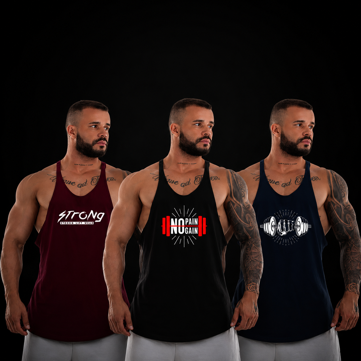 Kit 3 Camiseta Camisa Regata Masculina Cavada Treino Fitness