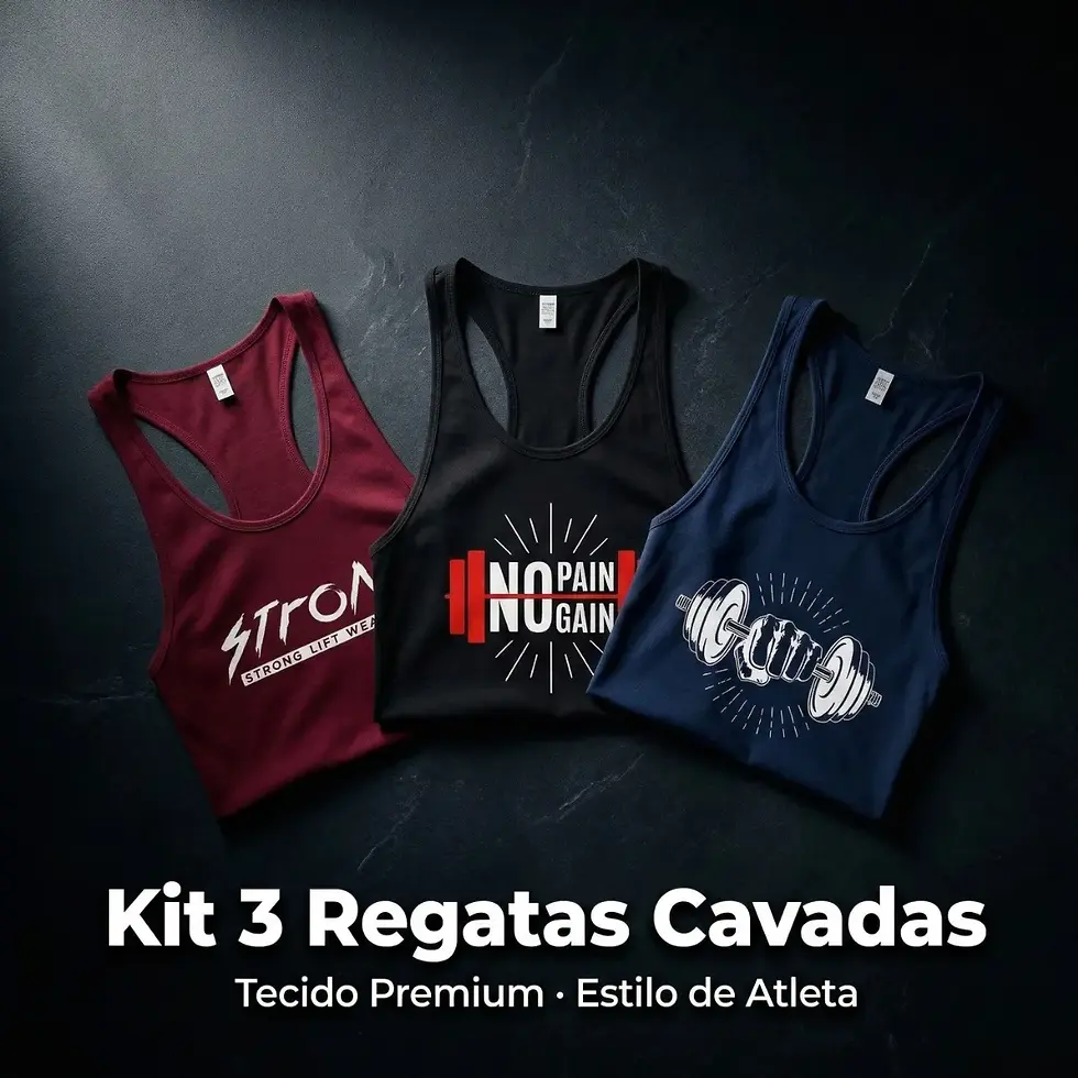 Miniatura: Kit 3 Camiseta Camisa Regata Masculina Cavada Treino Fitness