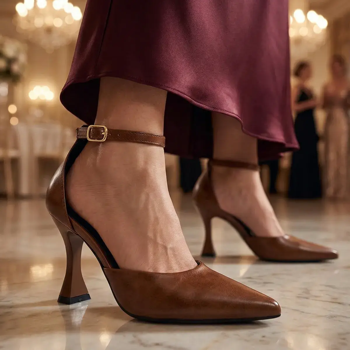 Sapato Feminino Bico Fino Salto Fino Scarpin Slingback