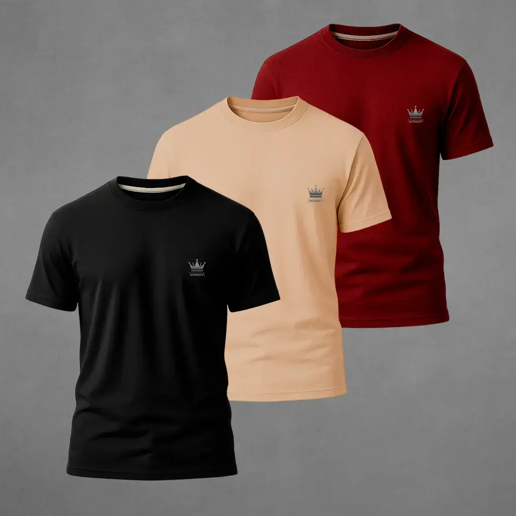 Kit 3 Camiseta Coroa Winny Pequena Estilo Casual Premium