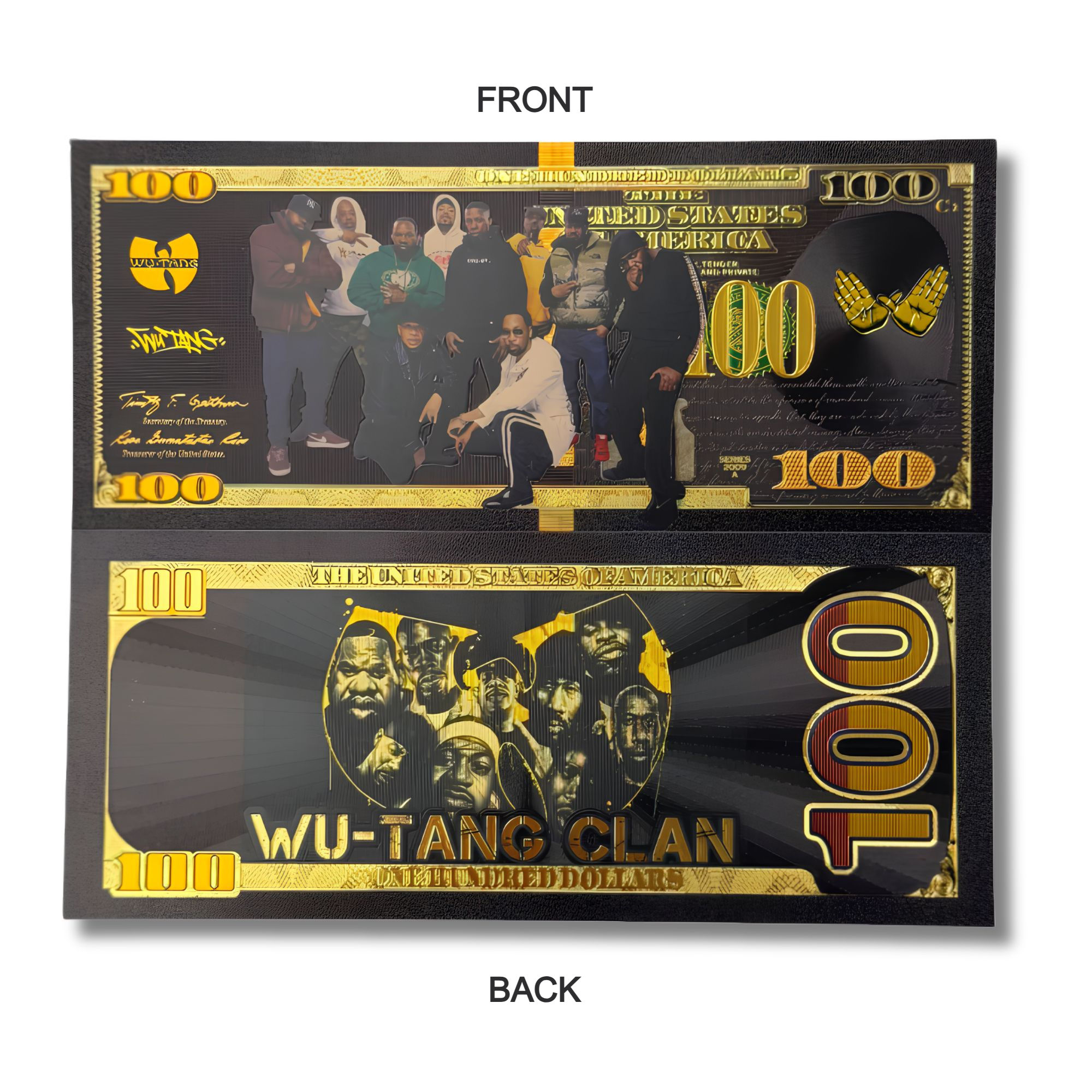 Wu Tang Clan Black and Gold Commemorative Bank Note Art