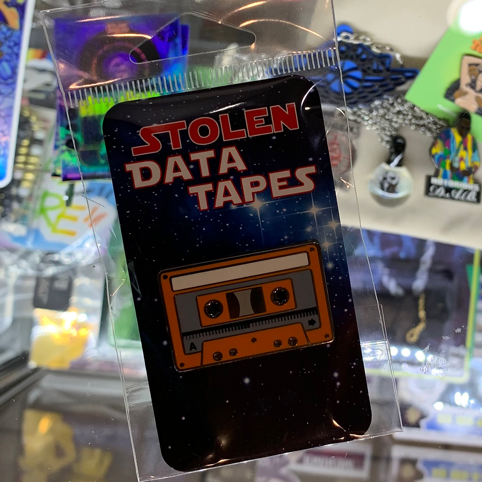 Stolen Data Tapes Orange Cassette Pin