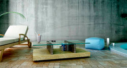 mesa de centro de marmol y cristal