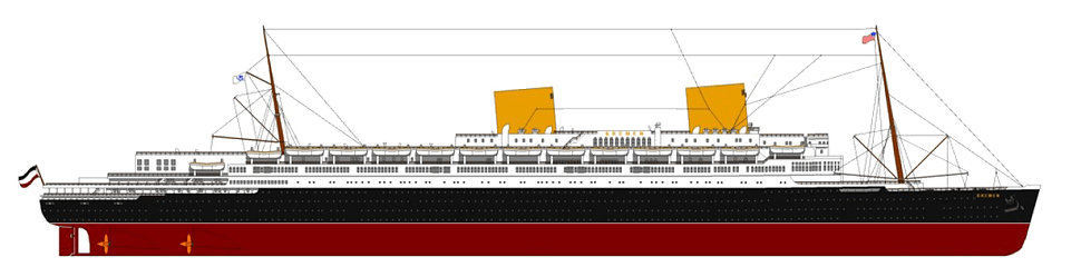 SS Bremen Ocean Liner Ship Boat Elevation Drawing Schematic Profile.png