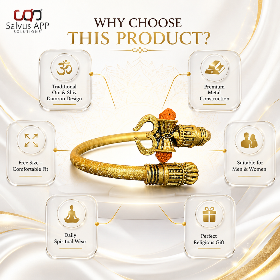 Thumbnail: Traditional Om Shiv Damroo Kada For Men-Women (Free Size)