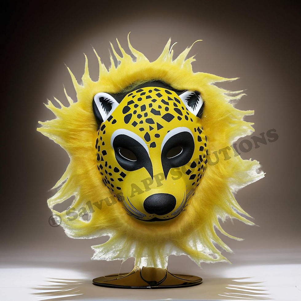 Thumbnail: Animal Face Mask with Elastic Holi Celebration (Black & Yellow_6x7 inch)