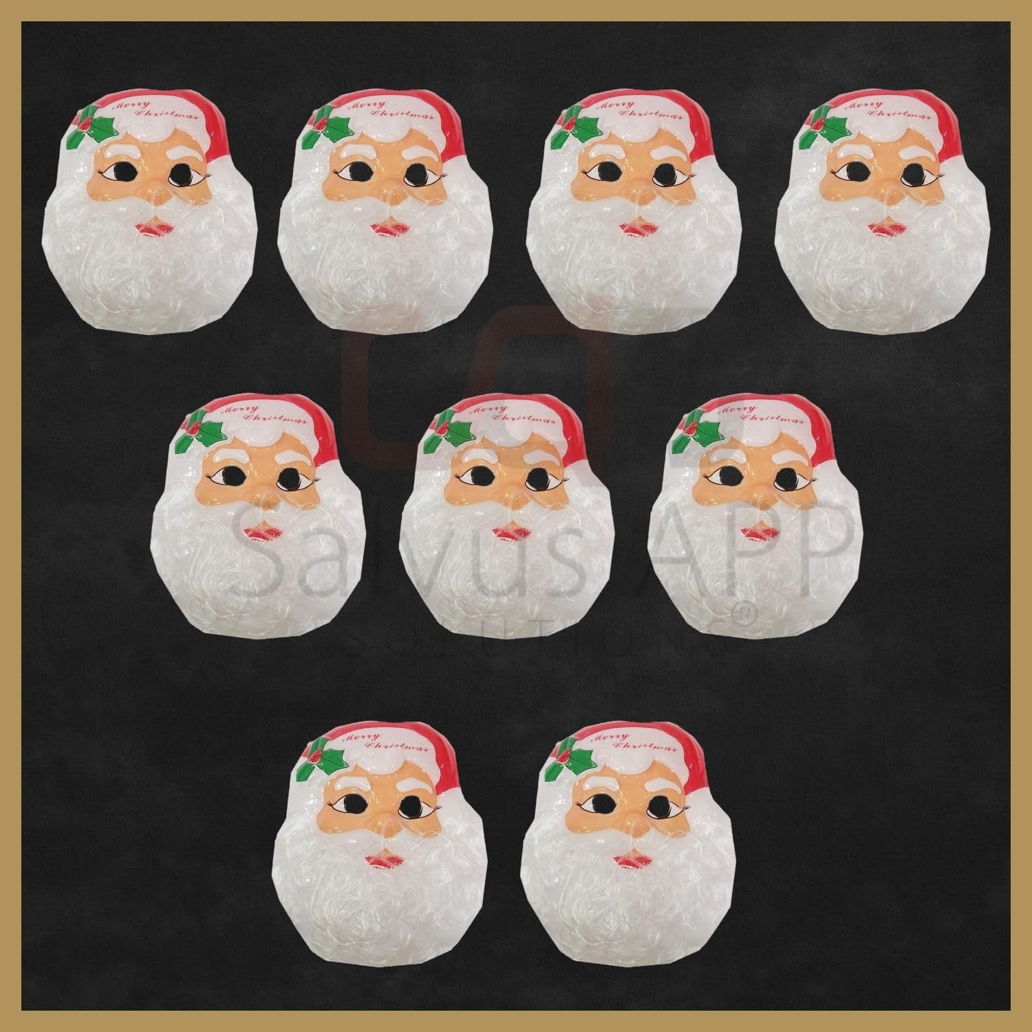 Salvus APP SOLUTIONS Santa Claus Plastic Face Mask, Set of 9 (Multi_6x8 inch)