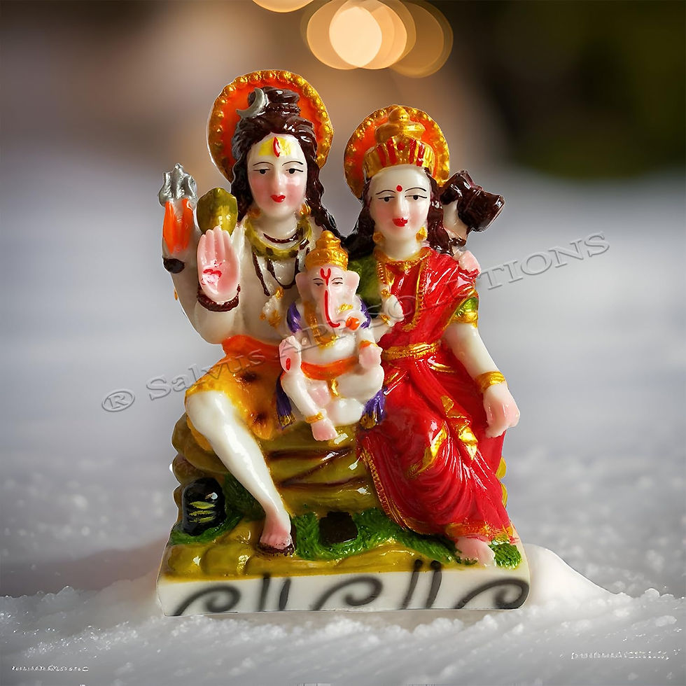 Thumbnail: Salvus APP SOLUTIONS Marble Dust Shiv Parivar Statue for Pooja & Temple (Multi)